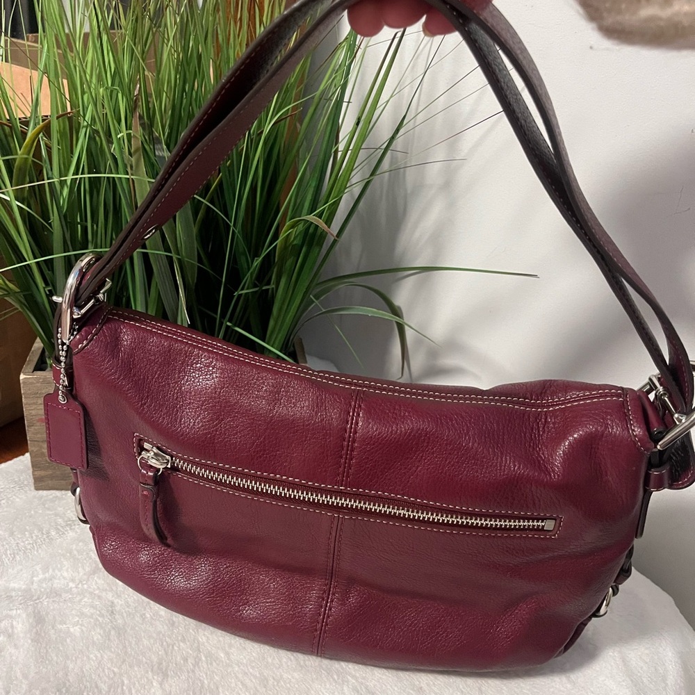 Coach Maroon Leather Shoulder Bag - Picture 2 of 12